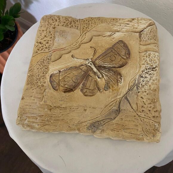 Large Square Celestial Whimsygoth Genuine Stone Butterfly Plate 8x8" - Picture 2 of 3